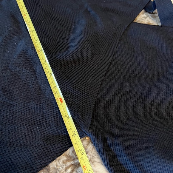 Small Medium Womens Sweater Dress Black Ribbed Long Sleeve Fall Winter Surplice - Picture 6 of 16